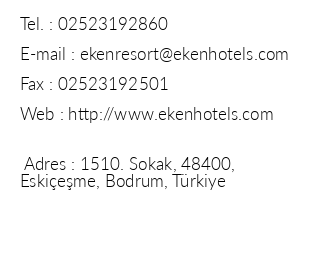 Eken Resort Hotel iletiim bilgileri